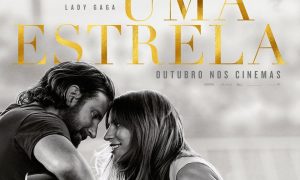 Cartaz do filme "Nasce uma Estrela", estrelado por Lady Gaga e Bradley Cooper.