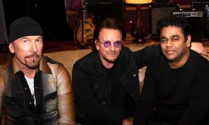 U2 e A.R. Rahman. Foto: Divulgação/Instagram (@u2)
