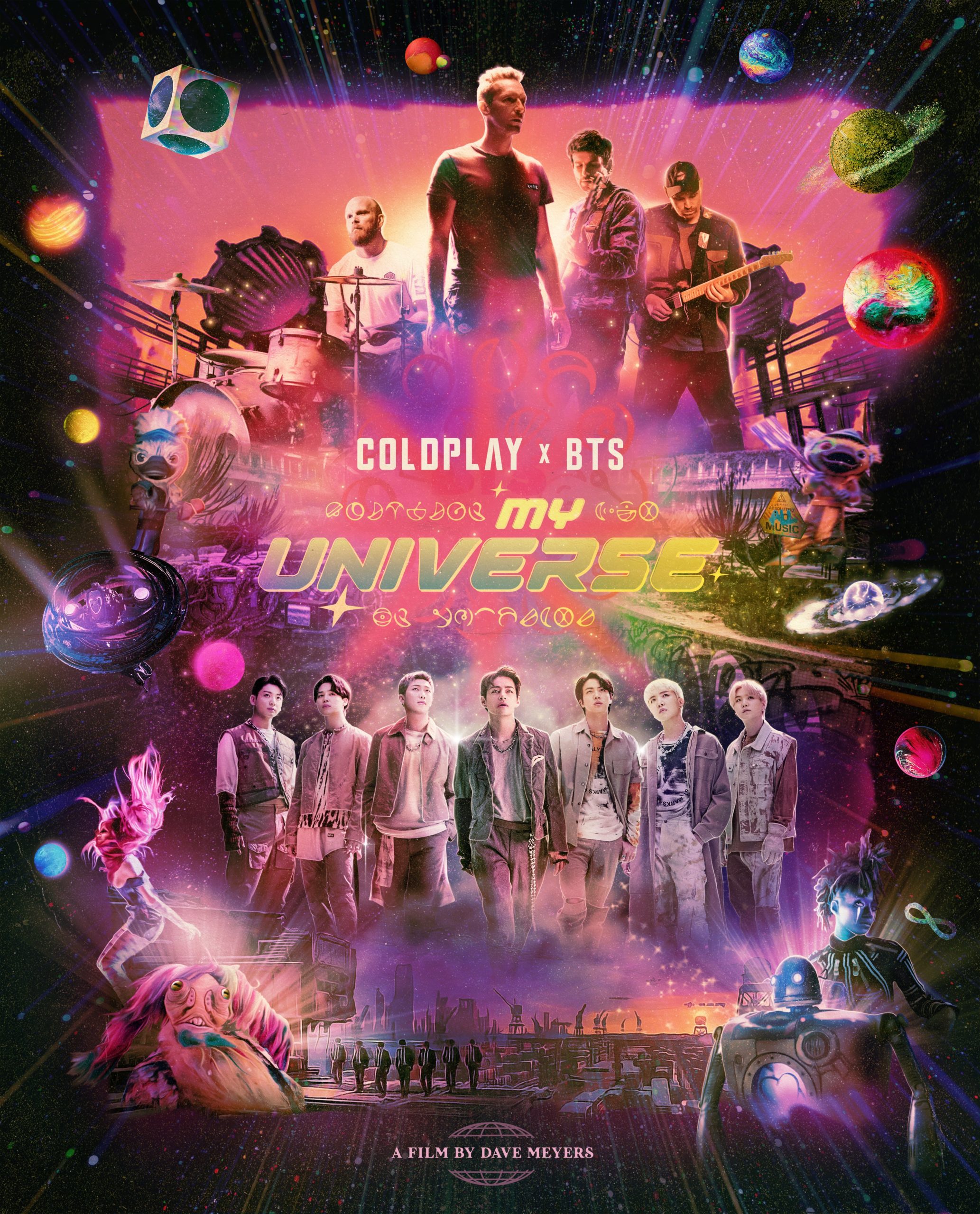 Coldplay e BTS. Foto: Reprodução / Twitter / Arte: Felipe Foster